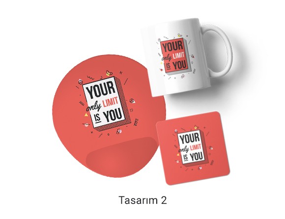3'lü Set Kupa - Mouse Pad - Bardak Altlığı